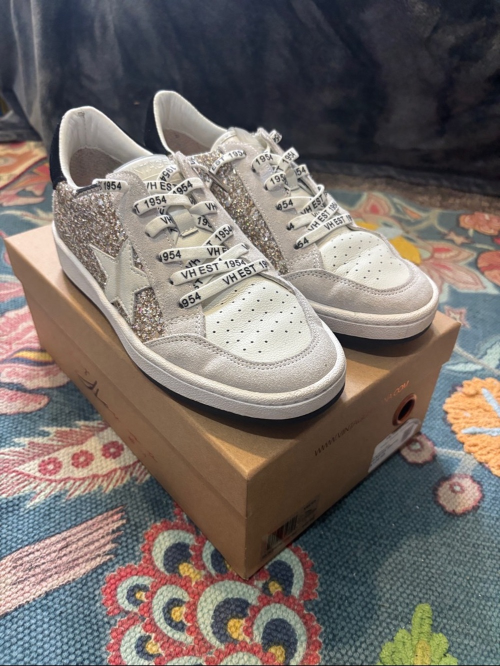 Vintage Havana Kristen Sneaker Silver and Gold Glitter with White Star